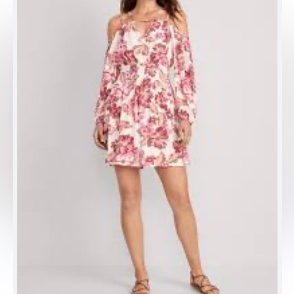 Old Navy Floral Cold Shoulder Romantic Cottagecore Fairy Dress